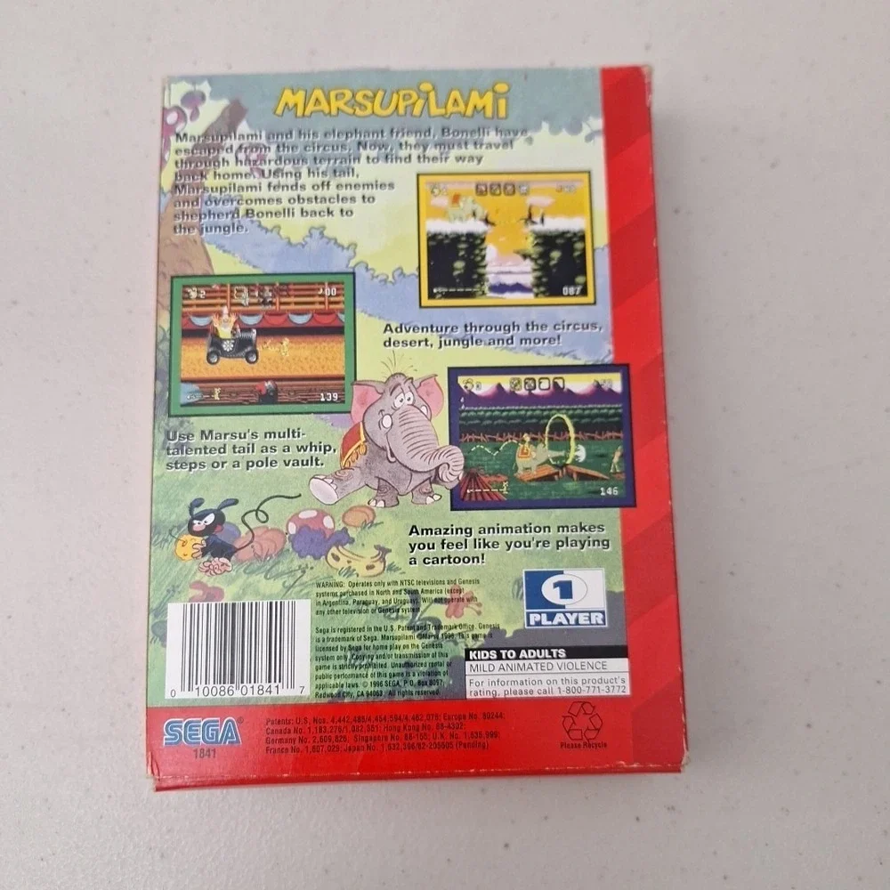 VTG 1996 Sega Genesis Marsupilami Video Game K-A Excellent Game & Box Only